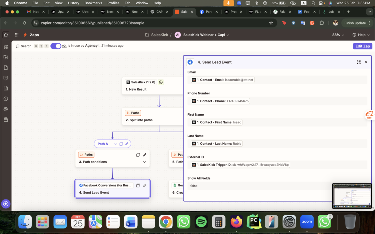 Zapier Webinar Funnel - SalesKick to Facebook Conversions API screenshot 2